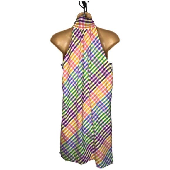 J.Crew Colorful Gingham Tie Sleeveless Shift Dress Size 0 - Picture 3 of 8